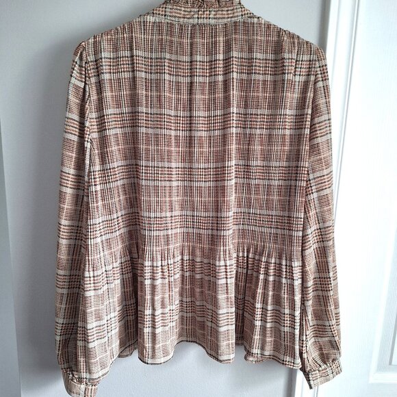 Zara Brown Plaid Flowy Blouse - Picture 5 of 13